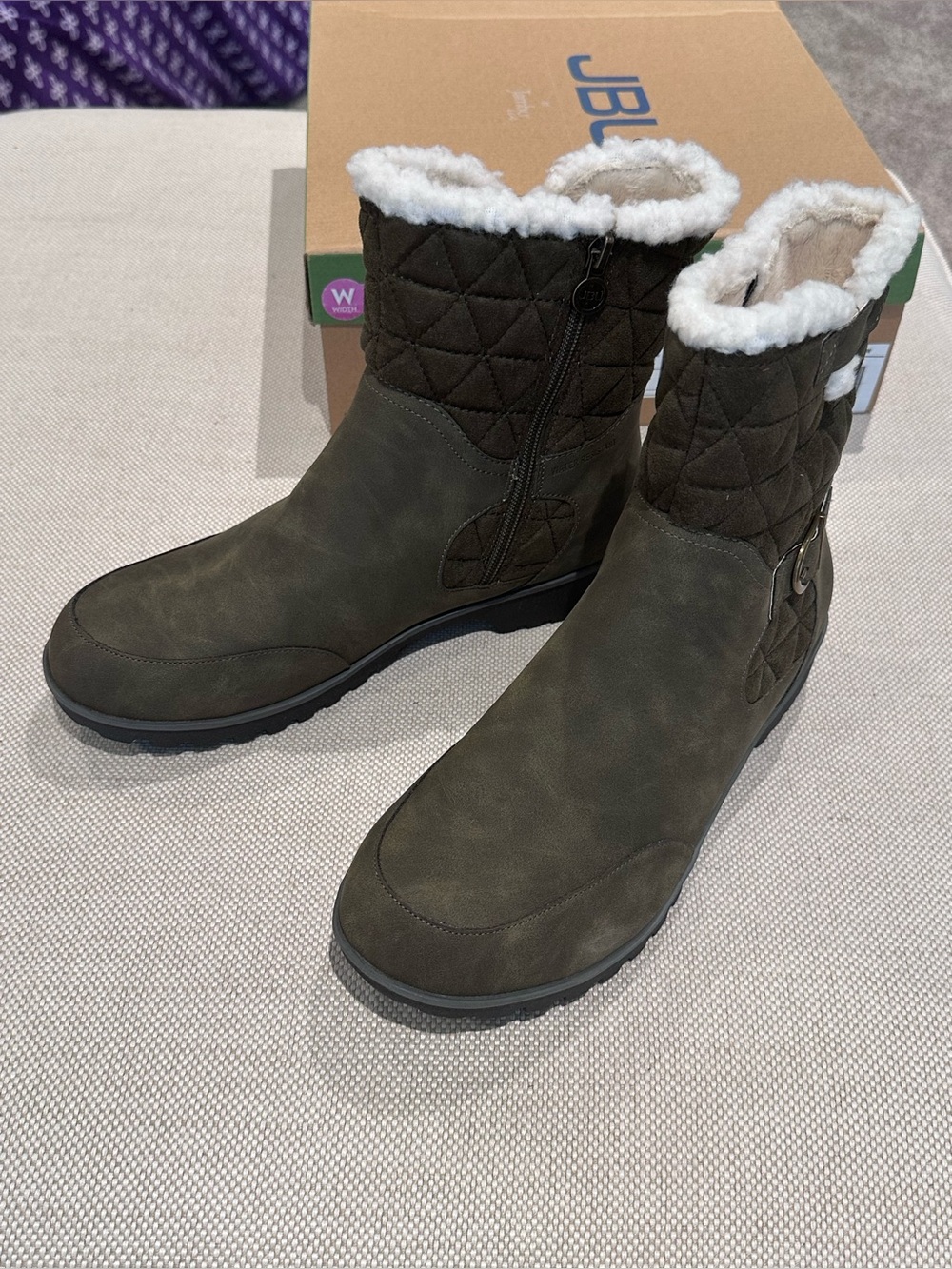 JBL size 8.5 Wide Olive Green Suede Gabriella Water Resistant Boots NEW $79
